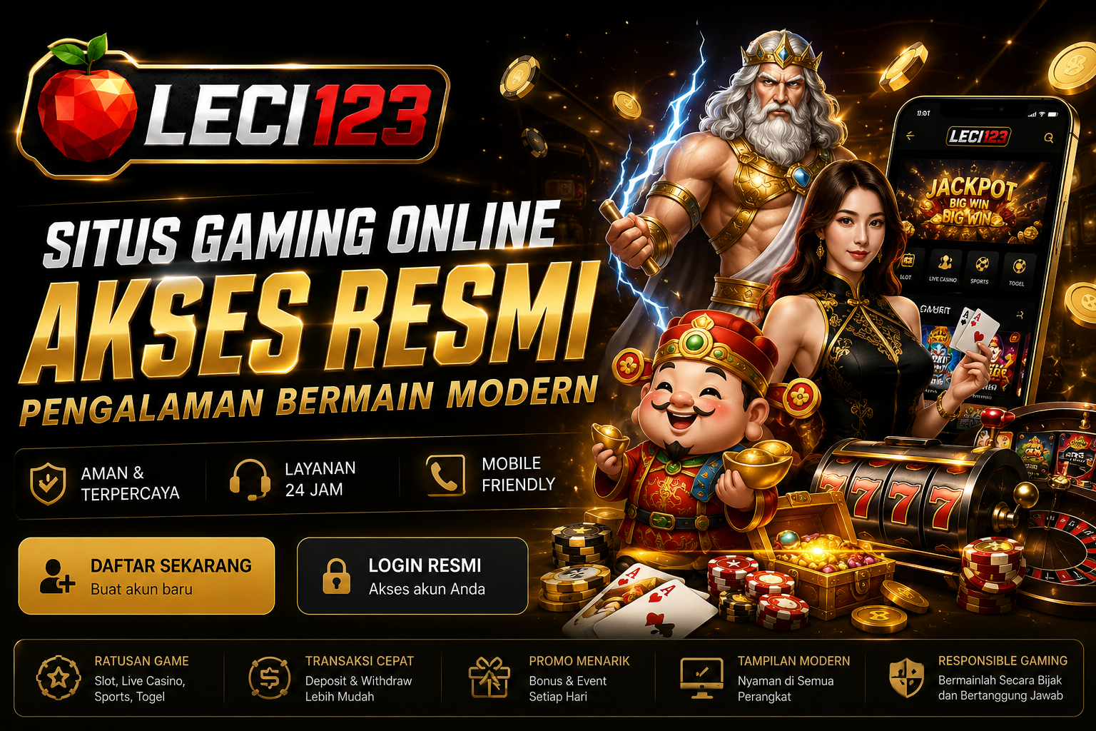 Tampilan utama landing page Leci123
